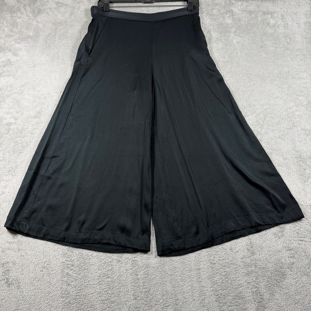 A.L.C. Wide Leg Pants Women Size 2 Black Viscose Acetate Culottes Cropped